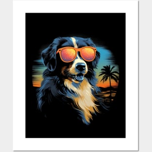 Retro Wave Australian Shepherd Dog Shirt Posters and Art